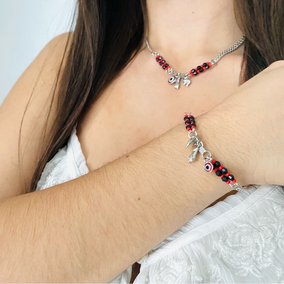 Set of Evil Eye Necklace and Bracelet - Picture 2 of 9